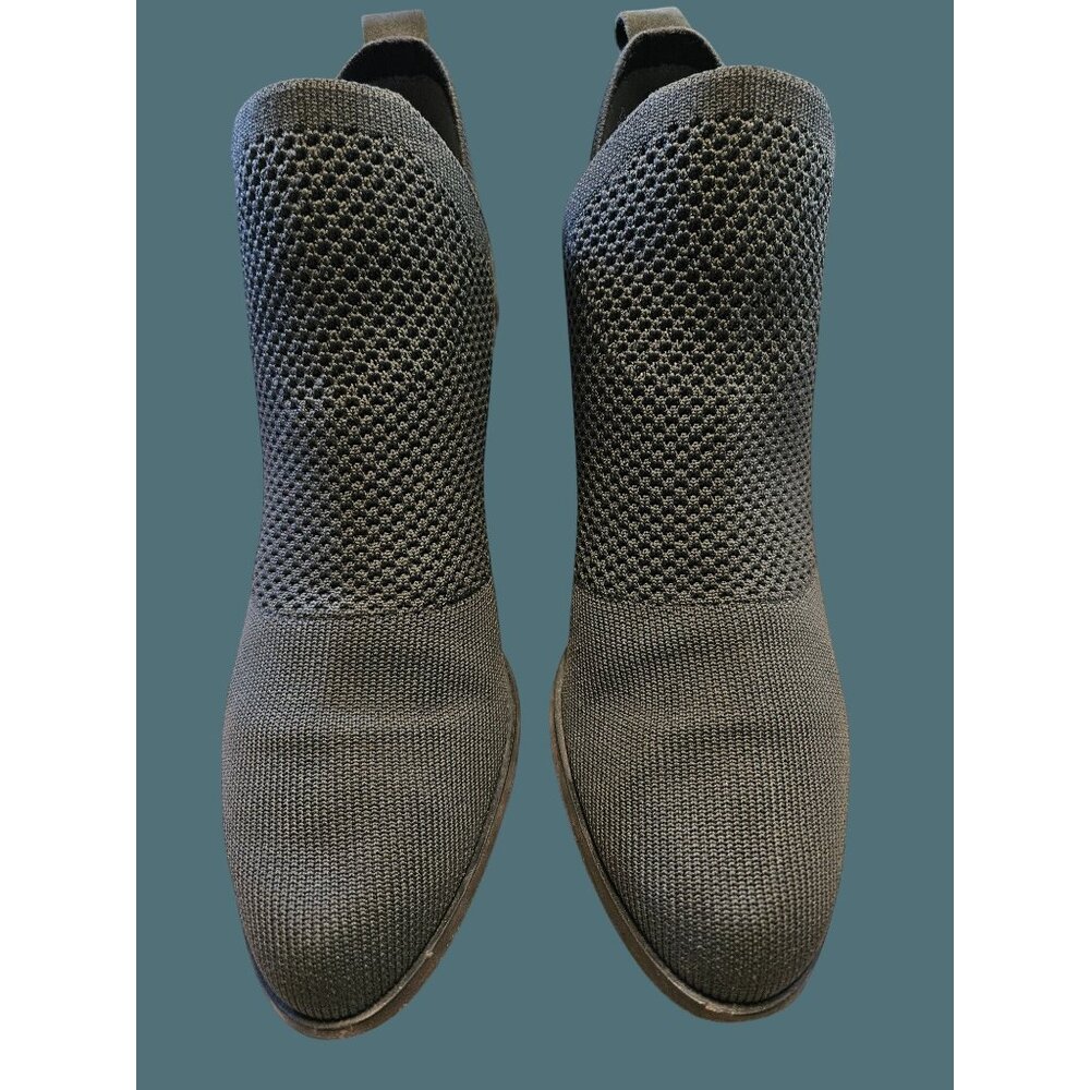 Eileen Fisher Graphite Stretch Knit Stack Heel Bootie Women Size 8.5 Minimalist - Picture 7 of 14